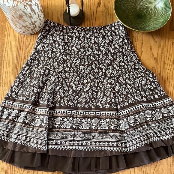 Apt 9 Skirt Women's 4 Brown Tiered Floral Boho Multi Layer - Picture 1 of 10